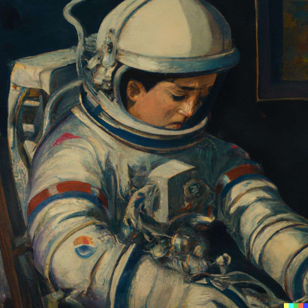 an astronaut, painting by Norman Rockwell
